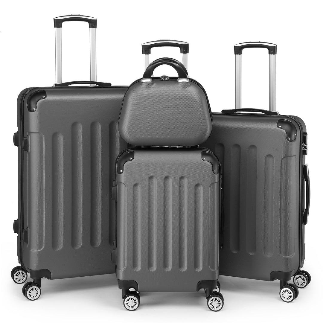 LEADZM Kofferset 4 teilig, Reisekoffer Set mit Kosmetikkoffer und Eckenschutz, Koffer Set Hartschale