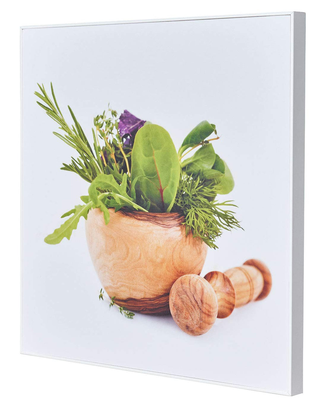 levandeo Wandbild 50x50cm PVC Rahmen Weiss Küche Kräuter Küchendeko Wanddeko Bild Deko
