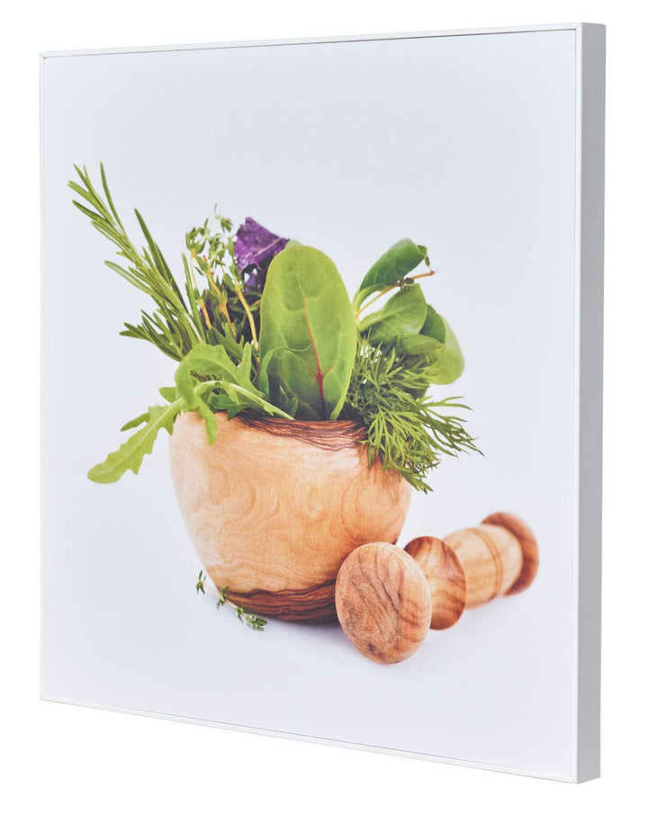 levandeo Wandbild 50x50cm PVC Rahmen Weiss Küche Kräuter Küchendeko Wanddeko Bild Deko