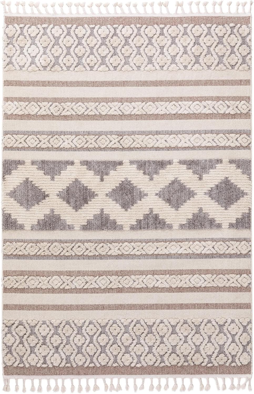 benuta TRENDS Kurzflor Teppich OYO Cream/Grau 120x180 cm - Moderner Teppich für Wohnzimmer, 40538948