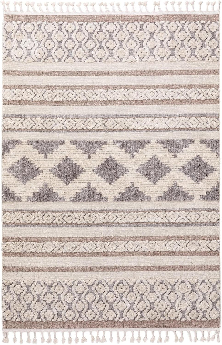 benuta TRENDS Kurzflor Teppich OYO Cream/Grau 120x180 cm - Moderner Teppich für Wohnzimmer, 40538948