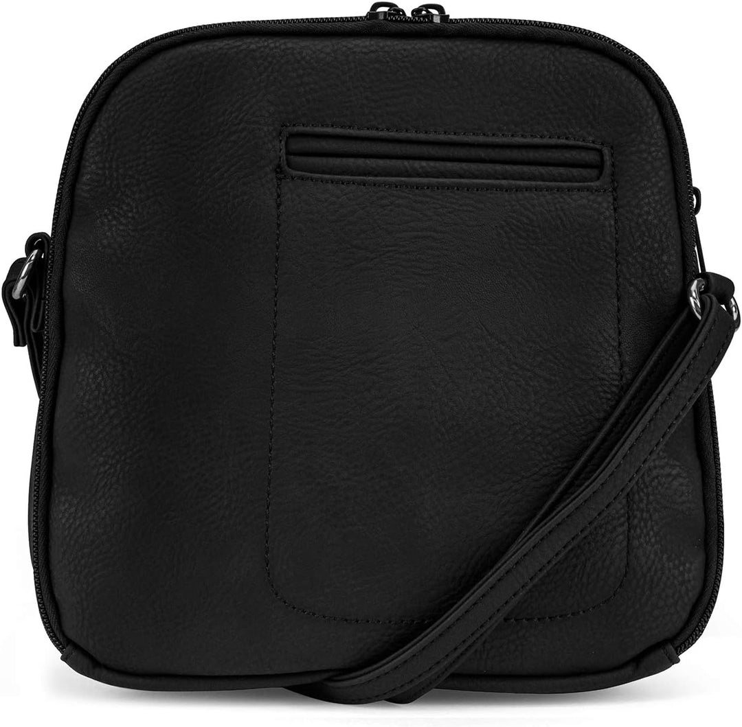 MultiSac Damen North South Mini Zip Around Crossbody Bag Schultertasche Schwarz, Schwarz