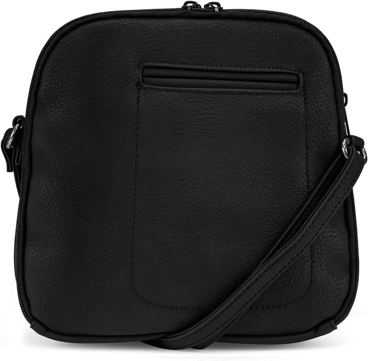 MultiSac Damen North South Mini Zip Around Crossbody Bag Schultertasche Schwarz, Schwarz