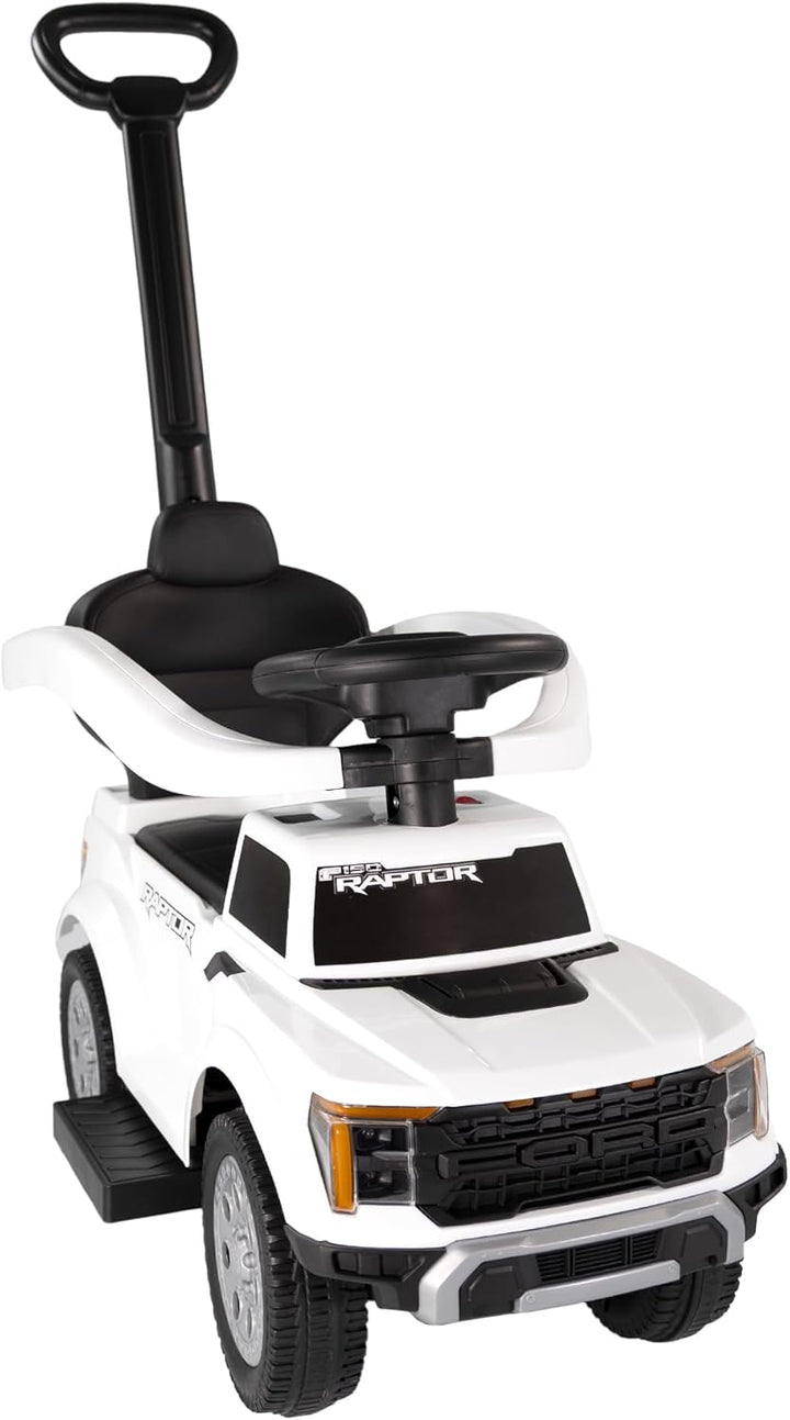 Lemodo Rutschauto Ford F-150 weiss mit Schiebestange, Kinderfahrzeug aus Kunststoff mit Sound-Lenkra
