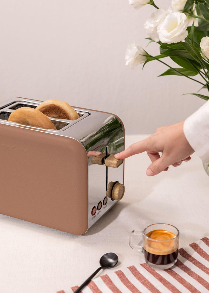 CREATE/TOAST RETRO/Toaster Mokka / 6 Leistungsstufen, Krümelschublade, Thermostat, Auftauen, Aufwärm