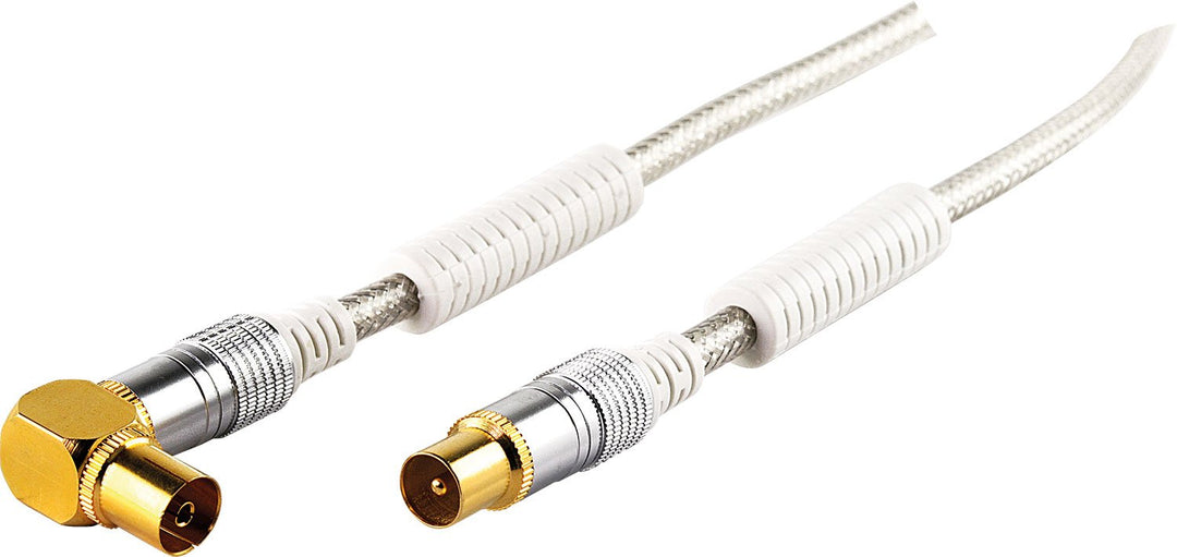 Schwaiger Premium Antennen Anschlusskabel 110 dB mit Ferritkern, 5,0m, transparent, IEC Stecker > 90