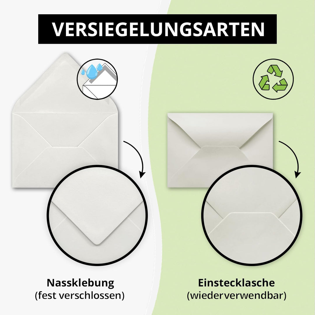500x kleine Umschläge in Hellgrau DIN C7 8,1 x 11,4 cm mit Spitzklappe und Nassklebung in 80 g/m² -