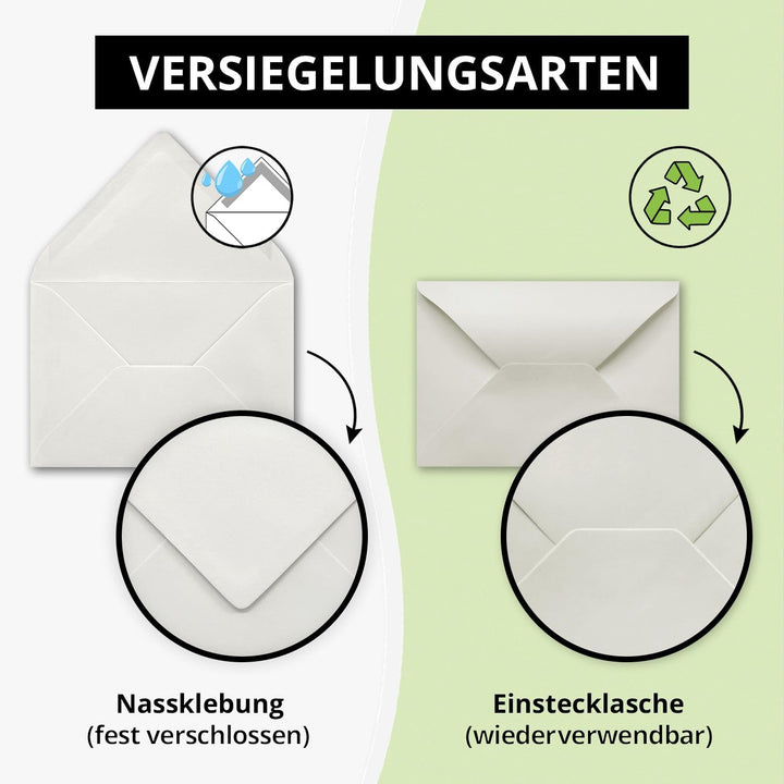 500x kleine Umschläge in Hellgrau DIN C7 8,1 x 11,4 cm mit Spitzklappe und Nassklebung in 80 g/m² -