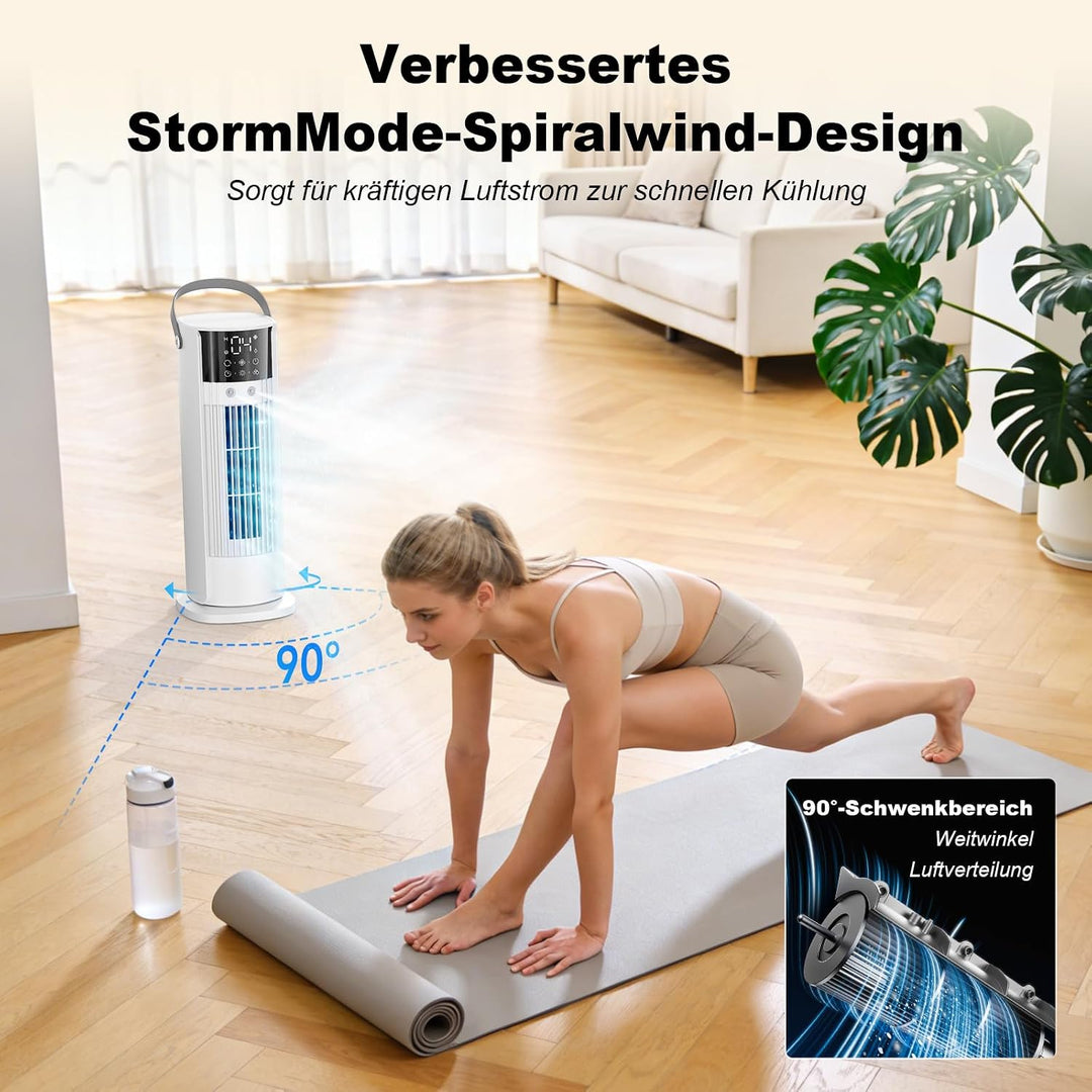 Mobile Klimaanlage, Mini Klimaanlage con Tanque de 900ml, 4-In-1 Luftkühler mit Wasserkühlung, 3 Geb