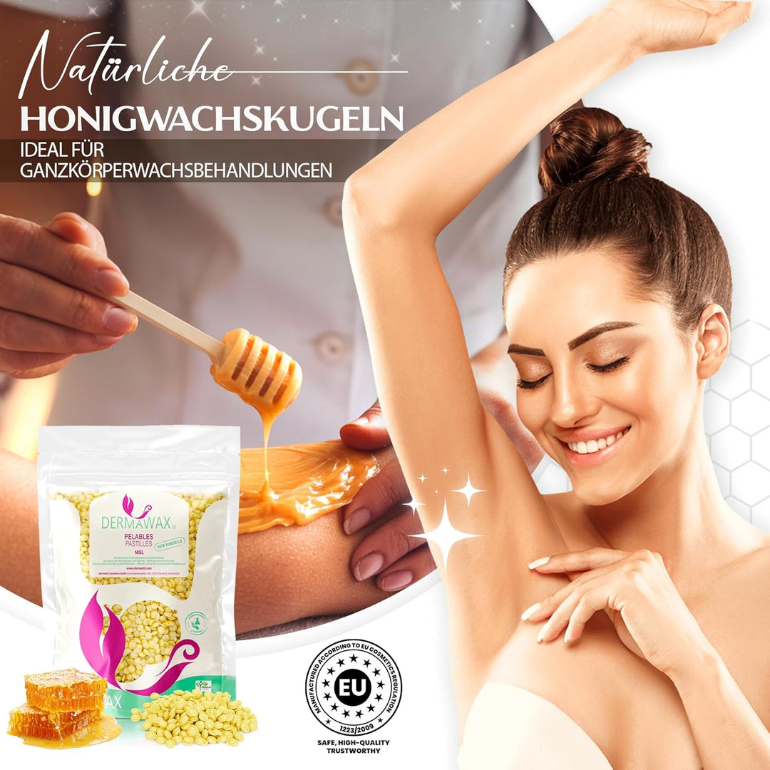 Dermawax Natural Honig Wachsperlen 1 kg – Premium Filmwachs für Enthaarung ohne Wachsstreifen, Brazi
