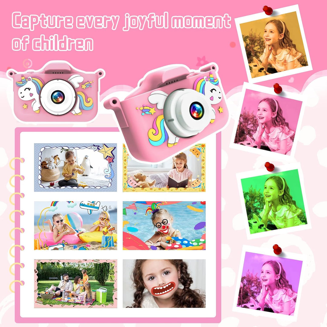 Kinderkamera 1080P mit 32GB & Spielen – Digitalkamera für Kinder ab 3 Jahren, Selfie Kamera mit Einh