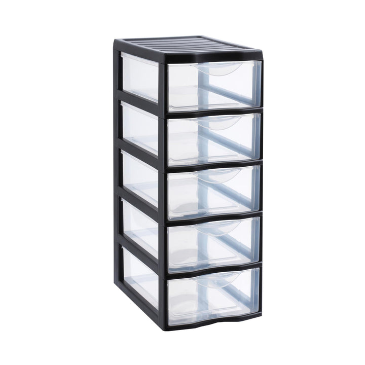 SUNDIS Orgamix, schubladenbox aus Kunststoff, 5 transparente Schubladen im A4-Papierformat, Höhe 61