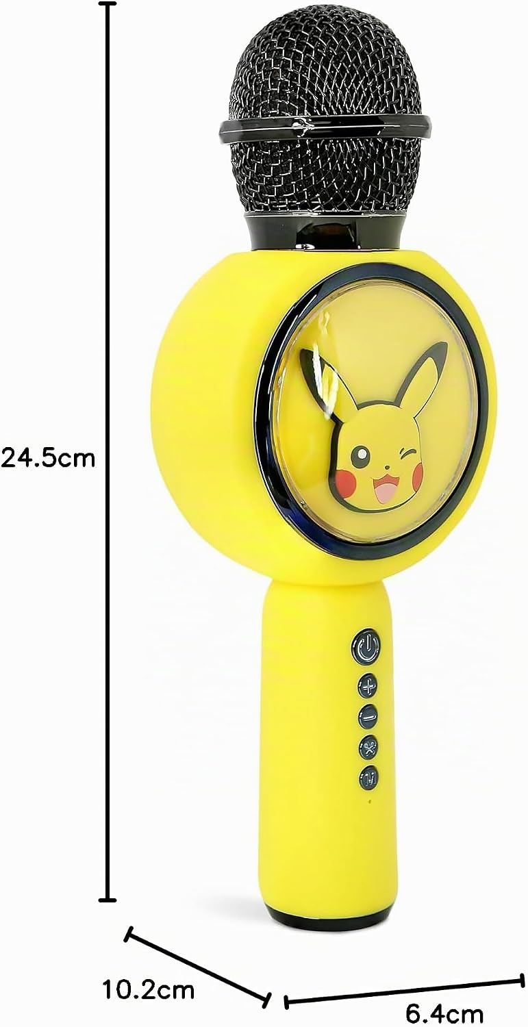 OTL Technologies Pokémon Pikachu Karaoke-Mikrofon mit kabellosem Lautsprecher und LED-Leuchten