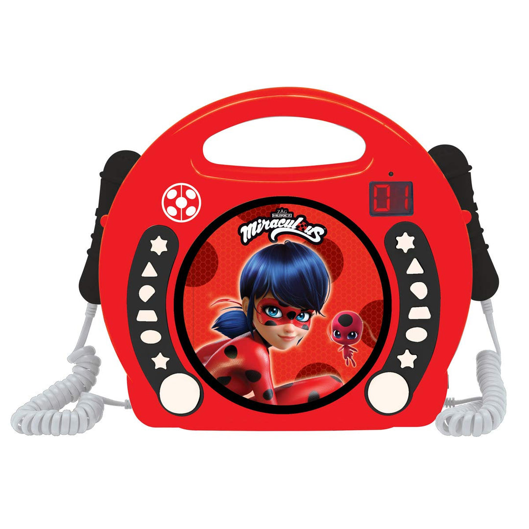 Lexibook, Miraculous Ladybug Cat Noir, Tragbarer CD-Spieler mit Mikrofonen, Musikplayer, Wiederholun