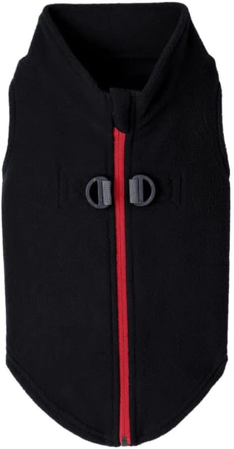 Gooby Fleece-Hundepullover mit Reissverschluss - Schwarz, Grösse S - warme Fleece-Hundejacke zum Ein