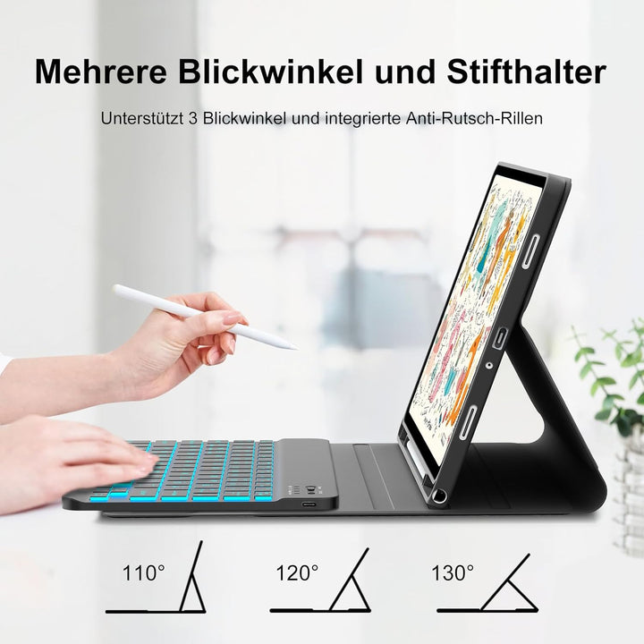 Hülle mit Tastatur für Samsung Galaxy Tab A11 Plus 11 Zoll 2025, Tastatur für Samsung Teblet A9/A11