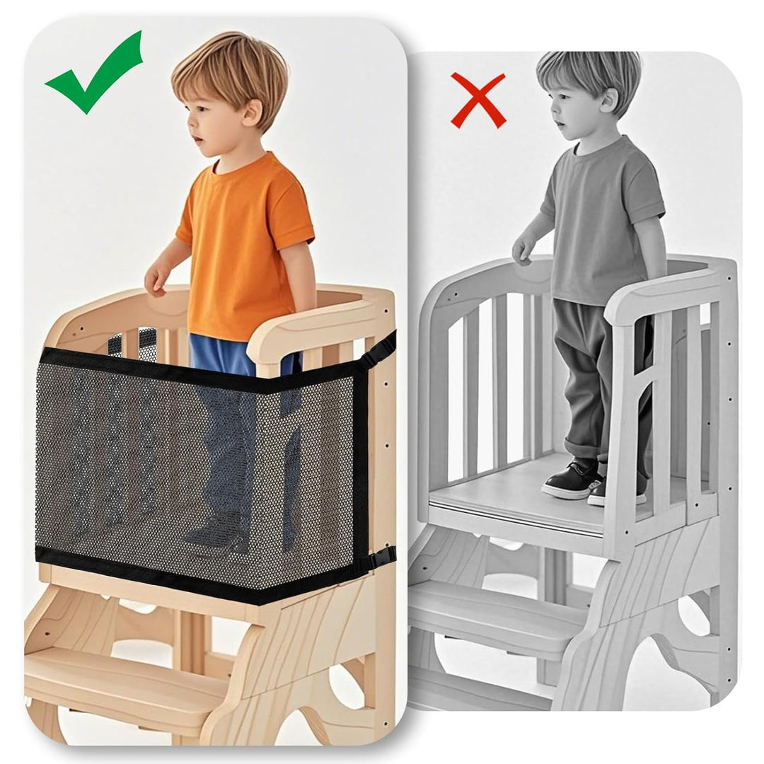 Kleinkinderturm Sicherheitsnetz, Doppelschicht Sicherheitsnetz für Lernturm & Küchenhelfer Tritthock