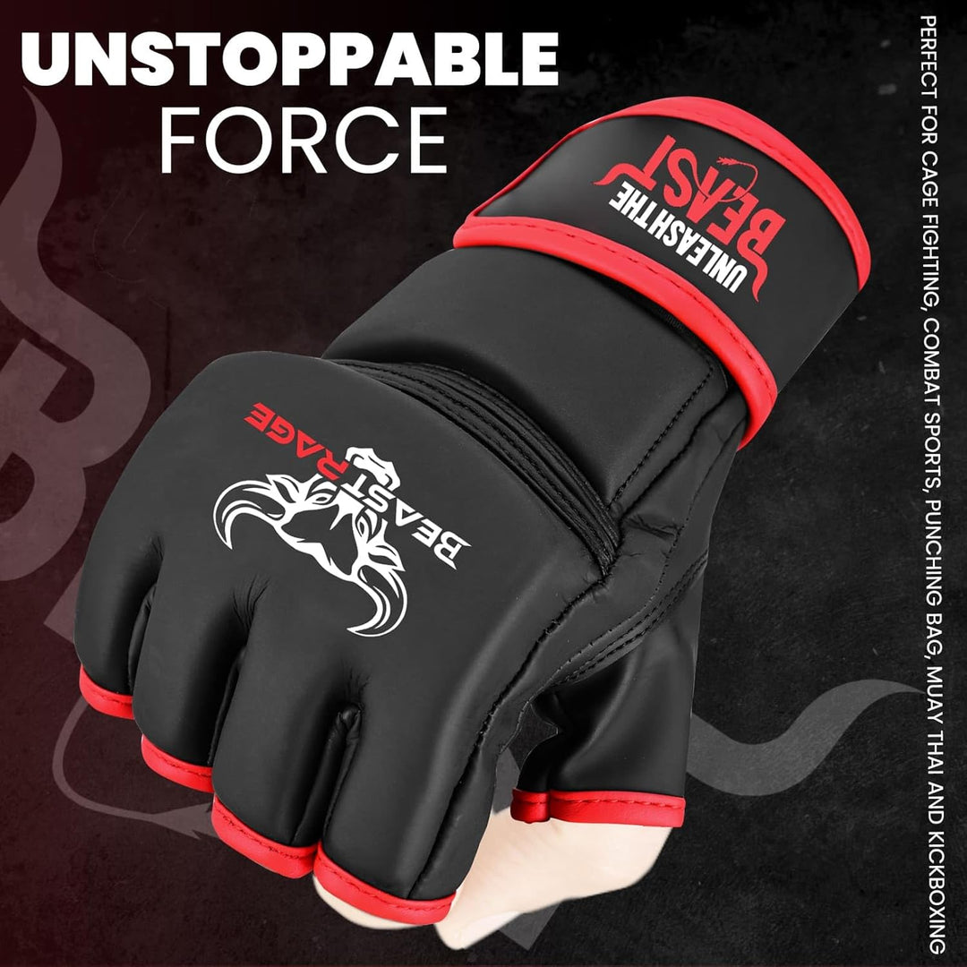 BEASTRAGE MMA Handschuhe für Männer und Frauen,Martial Arts Mitts Grappling Sparring,Ventilated Palm