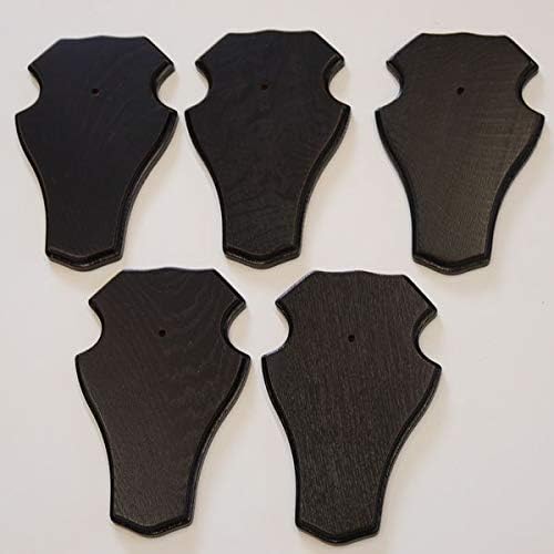 5 Stück REH Bock Schild Trophäenschilder mit 2 x Kieferfach in Eiche dunkel AF 21x13 cm