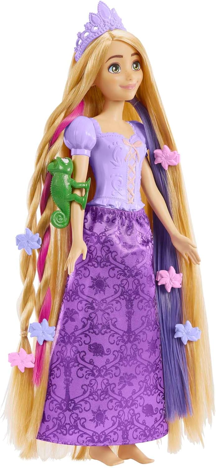 Disney Prinzessinnen Rapunzel Puppe, mit extra langen Haaren und Farbwechsel Funktion, inkl. Haar Ac