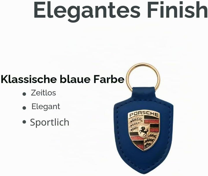 Schlüsselanhänger mit Porsche Wappen, Blau, Blau