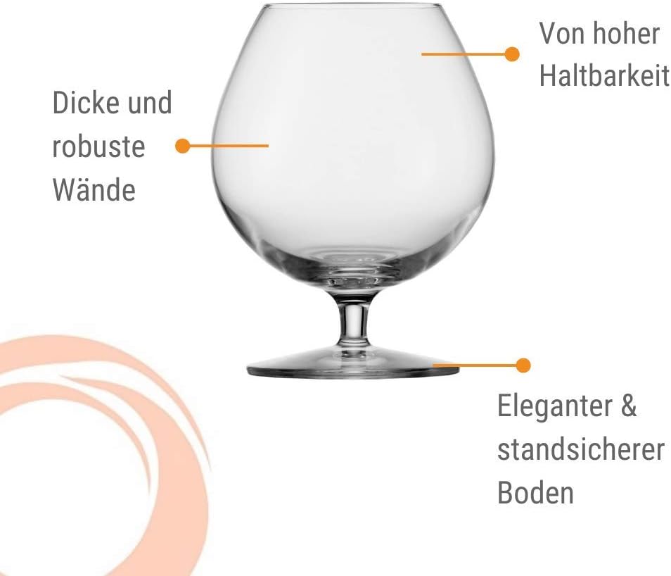 Stölzle Lausitz Cognacschwenker I 585 ml I 6er Set Cognac Gläser I spülmaschinenfest I edles bleifre