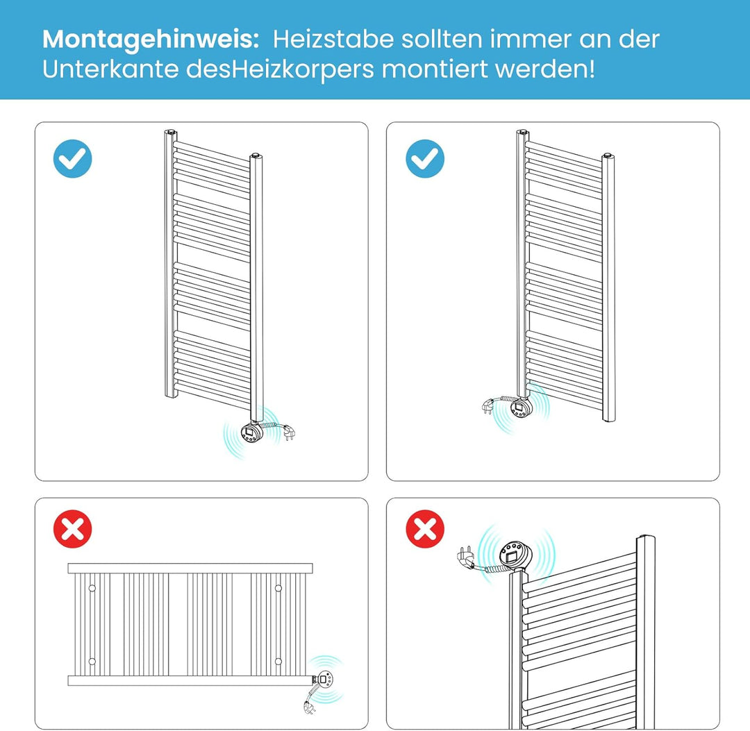 Heilmetz Smart WiFi Badheizkörper Elektrisch 120x60cm Elektrischer Handtuchtrockner mit Thermostat u