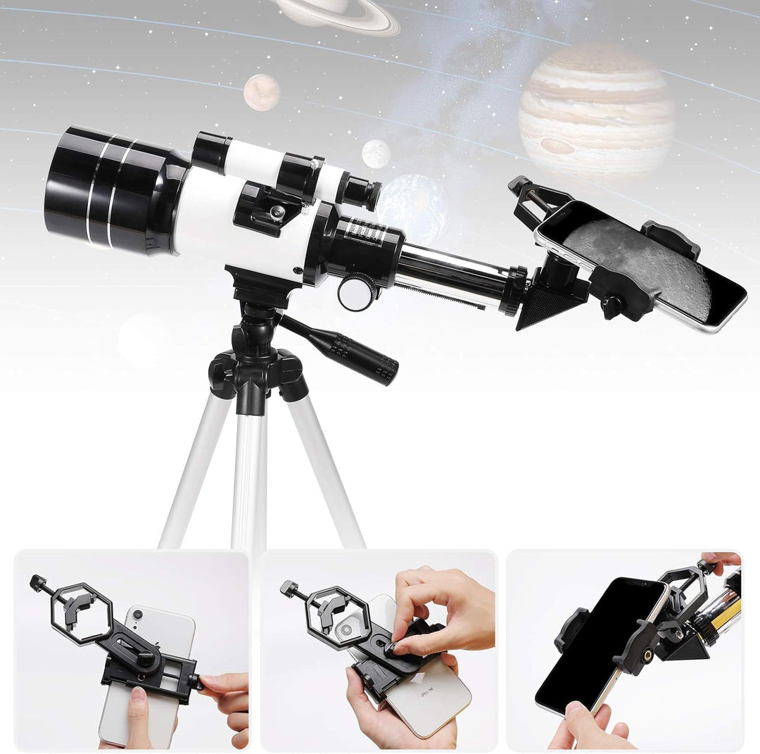 Astronomisches Teleskop 150X HD Vergrösserung Teleskop mit 300/70mm Stativ, Geeignet für Rucksack un