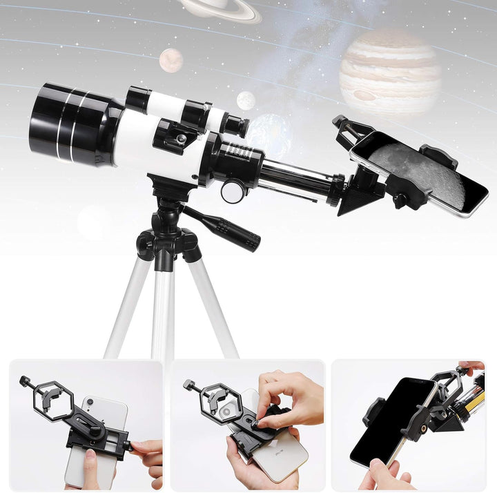 Astronomisches Teleskop 150X HD Vergrösserung Teleskop mit 300/70mm Stativ, Geeignet für Rucksack un