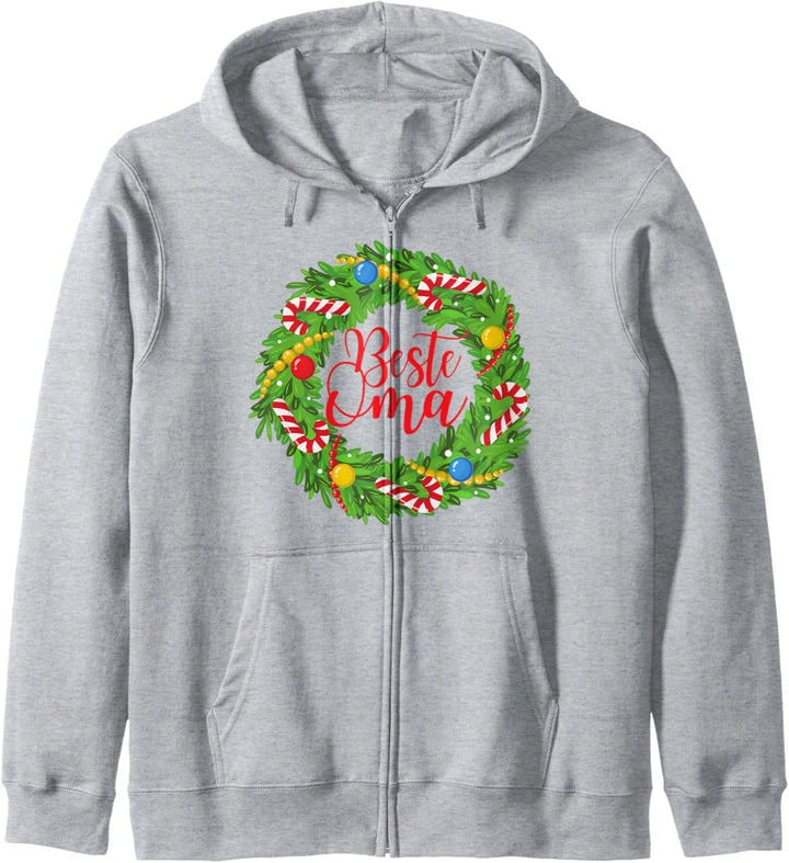 Damen Beste Oma Weihnachtspullover Kranz Geschenk Kapuzenjacke