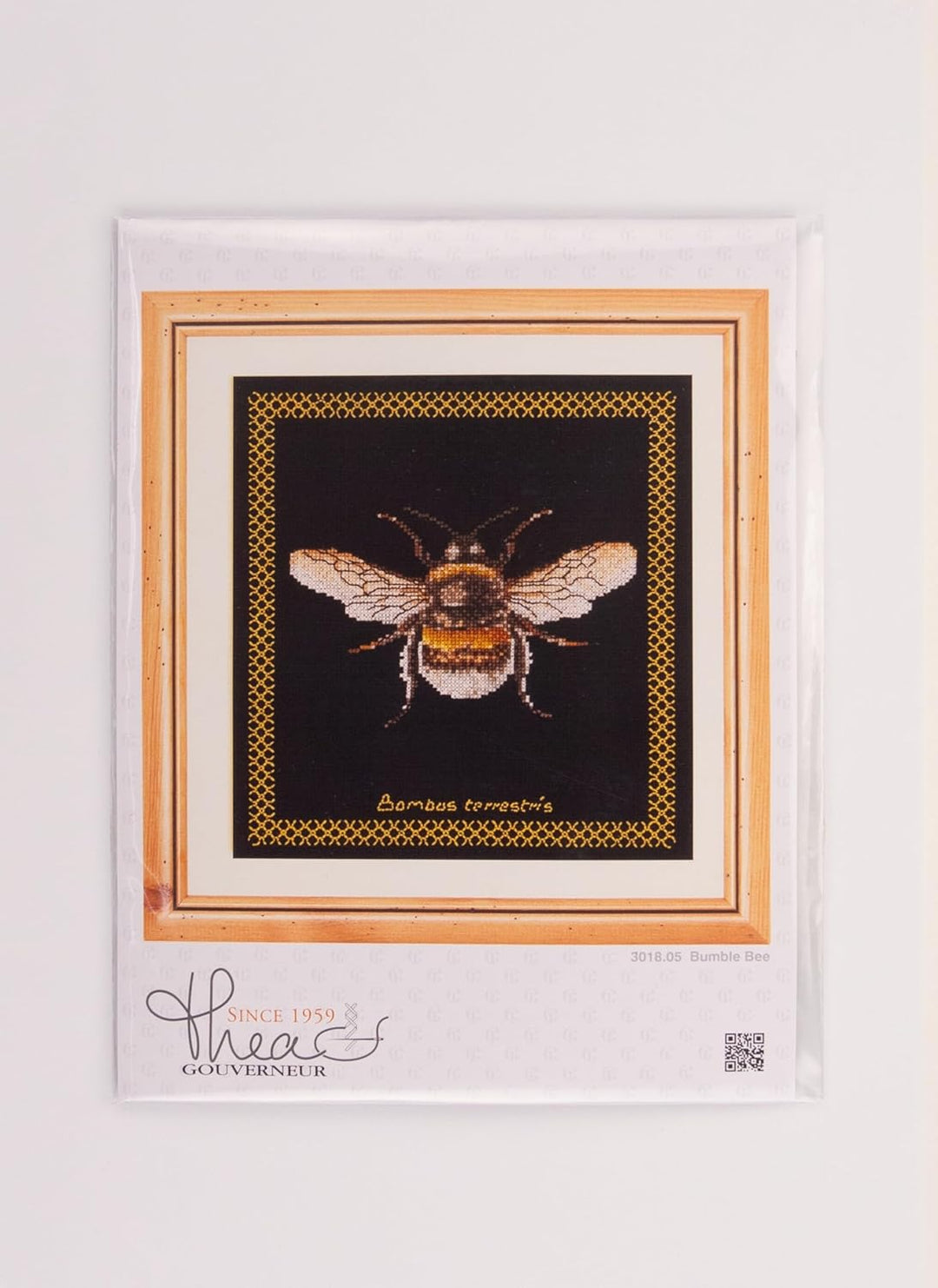 Thea Gouverneur - Kreuzstich-Set - Hummel - Aida Schwarz - 18 Count - Für Erwachsene - 3018.05 3018.