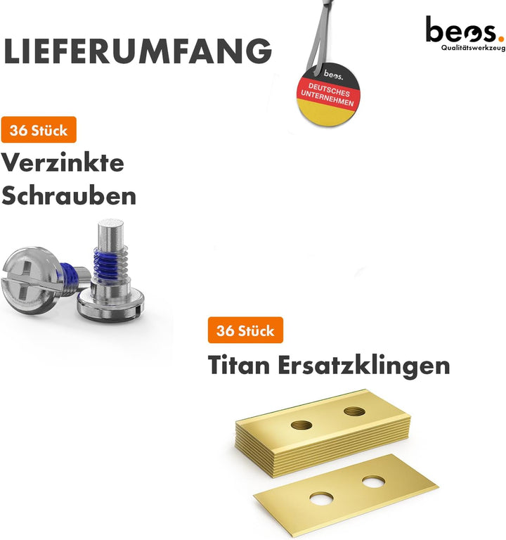 BEOS® 36 x Premium Titan Ersatzmesser + Schrauben mit Sicherung - Messer kompatibel mit Mammotion LU