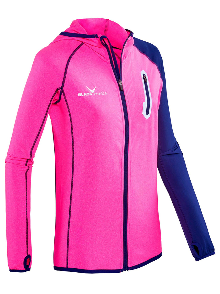 Black Crevice Damen Microfleece Second Layer mit Kapuze, pink/Steel Blue, 46