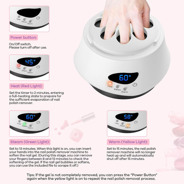 Nagel Dampfgerät-Entferner Professionelles Gel Nagellackentferner Dampfgerät mit LED-Temperaturanzei
