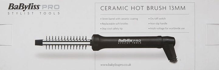 BaByliss Pro Ceramic Hot Brush 13mm mit Turmalin-Technologie und gleichmässiger Wärmeverteilung für
