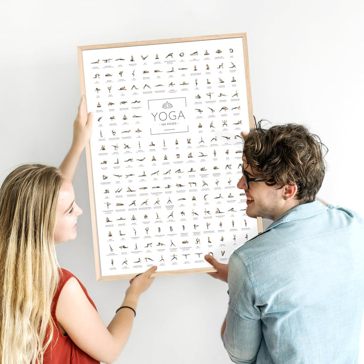 JUNOMI® Yoga Poster DIN A1 mit 168 Posen und Asanas, Yoga Zubehör für Studios und Übungen Zuhause, p