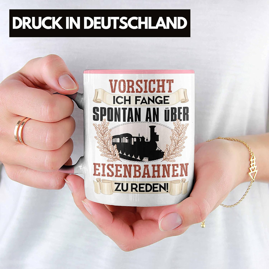 Trendation - Eisenbahner Tasse Geschenk für Modelleisenbahn-Fans Geschenkidee Ich Fange Spotan An Üb