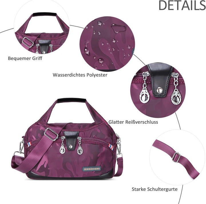 DIRRONA Damen Umhängetasche Multi Pocket Crossbody Bag Schultertaschen Leicht Handtasche Waterproof