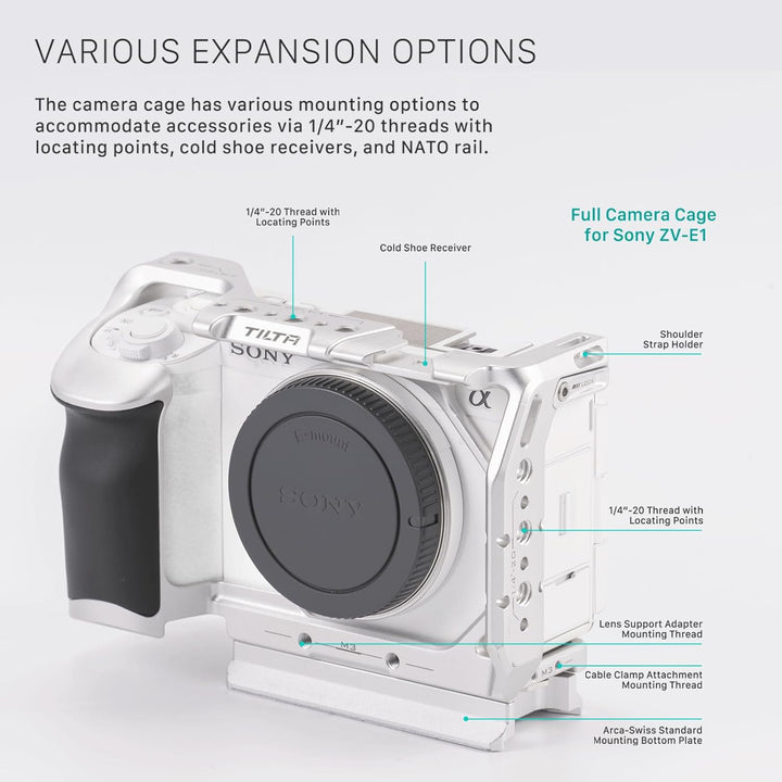 Tilta ZV-E1 Cage, Kompletter Kamerakäfig Kompatibel mit Sony ZV-E1 Pro Kit mit NATO-Schiene, Kühlsys