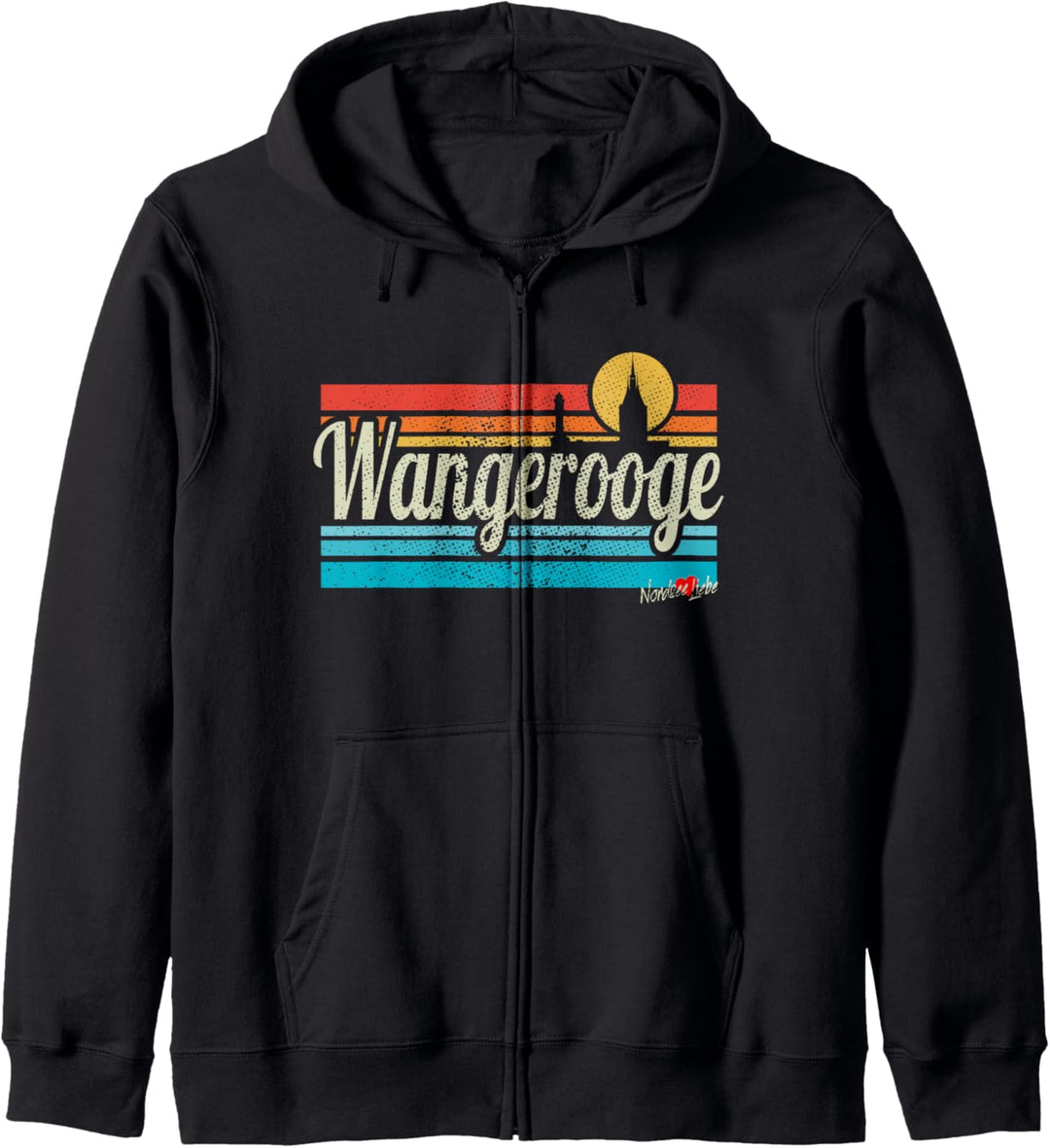 Wangerooge Schriftzug Retro Vintage Surfer Nordsee Liebe Kapuzenjacke
