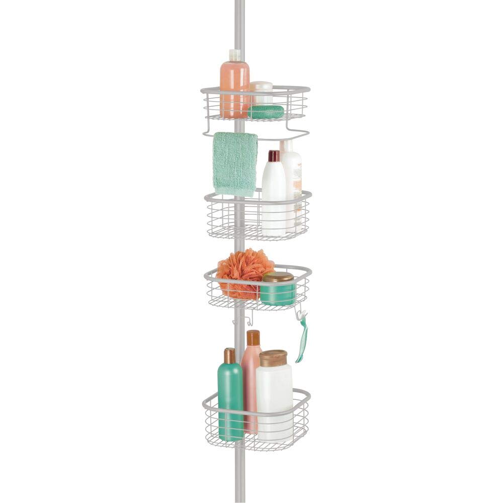 mDesign Duschregal ohne Bohren – praktischer Shower Caddy für die Ecke aus Metall und Kunststoff – a
