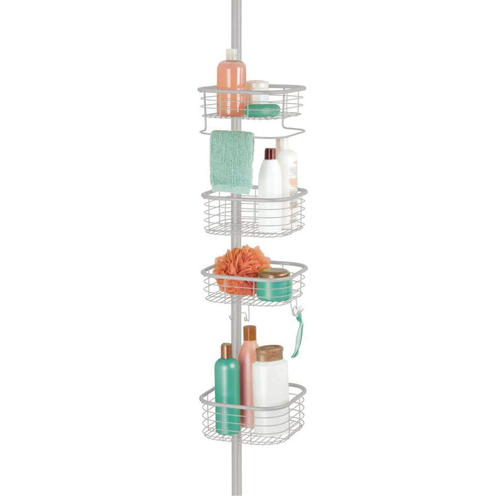mDesign Duschregal ohne Bohren – praktischer Shower Caddy für die Ecke aus Metall und Kunststoff – a
