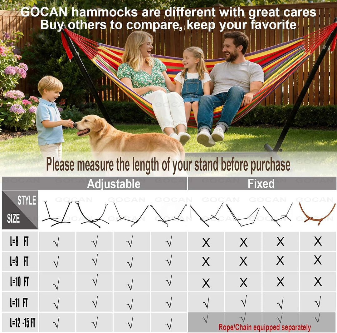 GOCAN XXL Hängematte 2 Personen 220x160cm Gesamtlänge 330cm Last 300kg Leinwand-Baumwoll-Hängematte