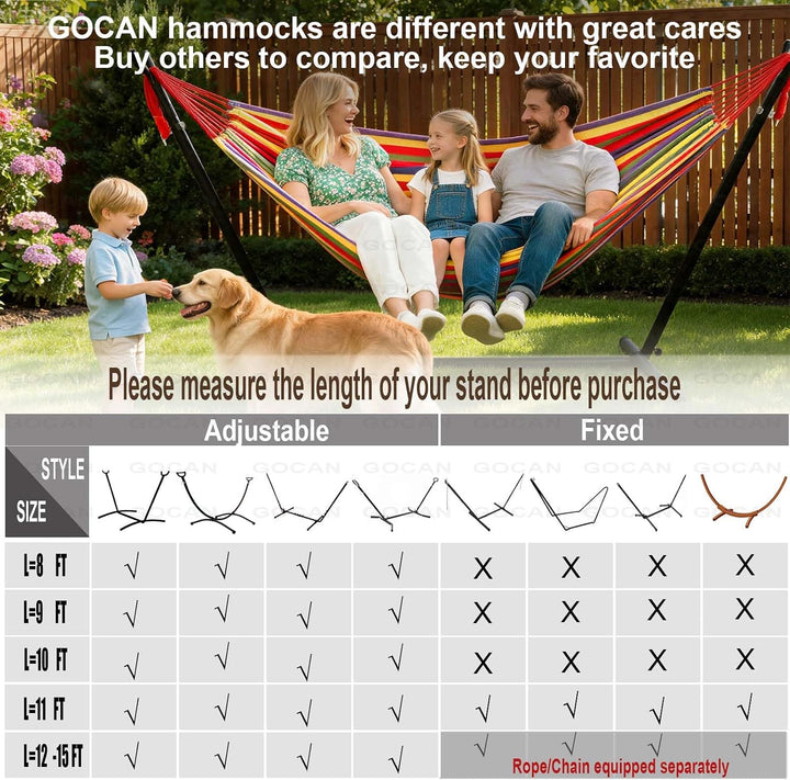 GOCAN XXL Hängematte 2 Personen 220x160cm Gesamtlänge 330cm Last 300kg Leinwand-Baumwoll-Hängematte