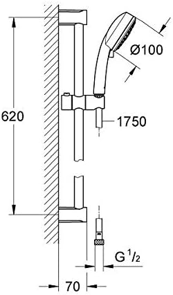 Grohe 27579002 Tempesta Cosmopolitan 100 Brausestangenset 3 Strahlarten, Chrom Brausestangenset 600m