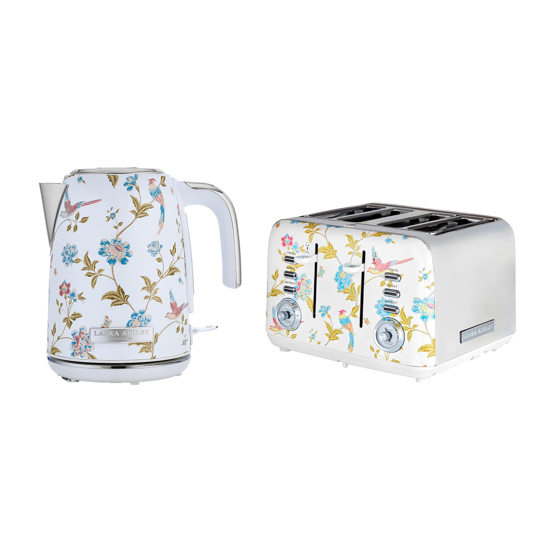 Laura Ashley Toaster und Jug Wasserkocher Set von VQ (Elveden Weiss, Elektrischer Wasserkocher und 4