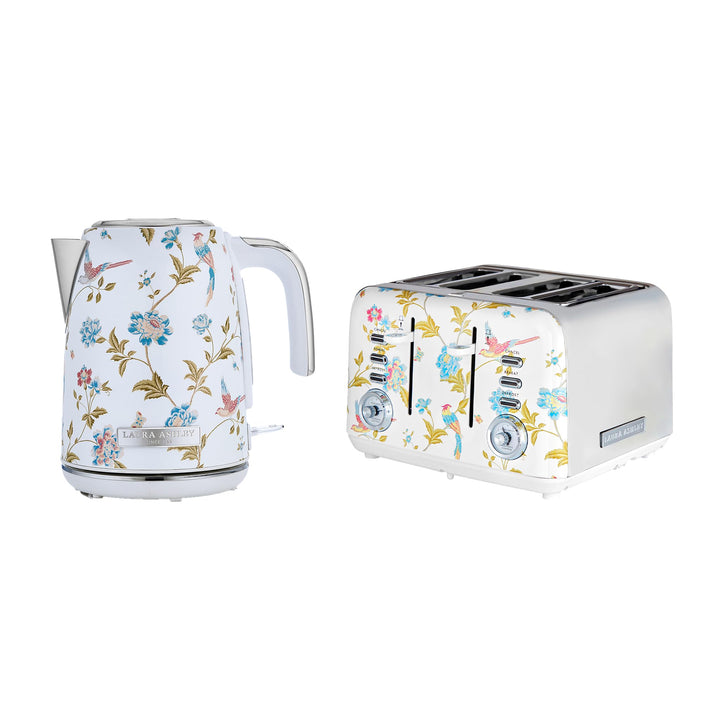 Laura Ashley Toaster und Jug Wasserkocher Set von VQ (Elveden Weiss, Elektrischer Wasserkocher und 4