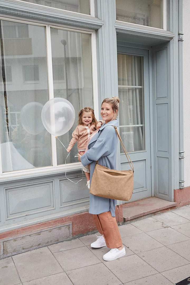 LÄSSIG Baby Wickeltasche Umhängetasche mit Zubehör veganes Leder/Tender Shoulder Bag anthracite, Ant