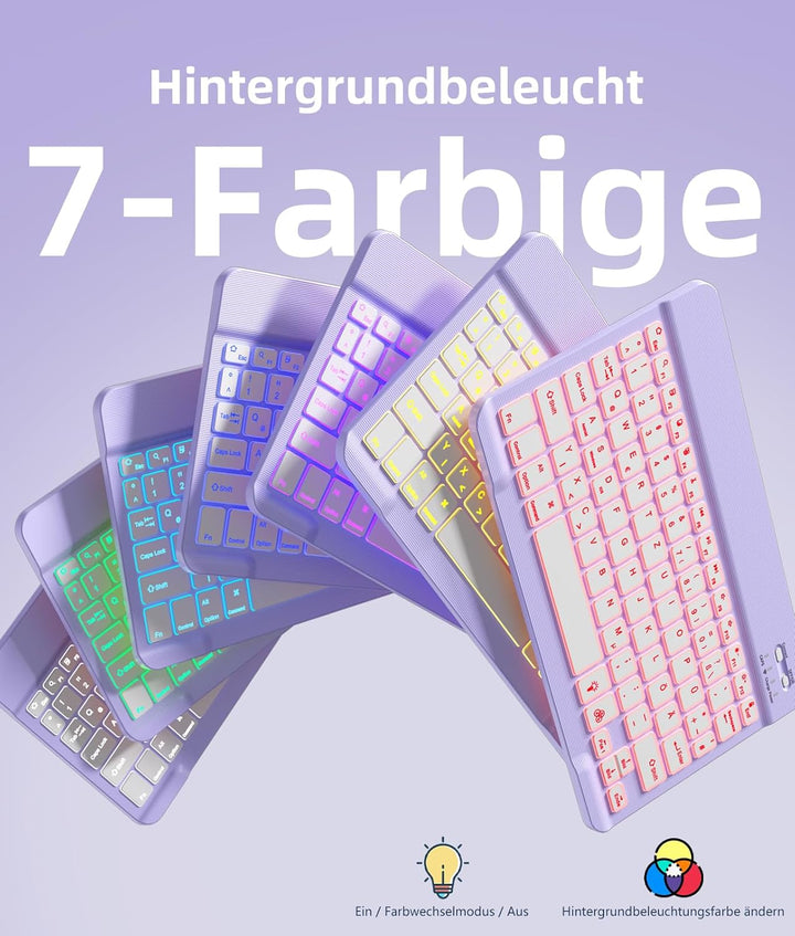 Vobafe Hülle mit Tastatur für Samsung Galaxy Tab A11+ Plus 11 Zoll 2025 / Tab A9+ Plus 2023, 7 Farbe
