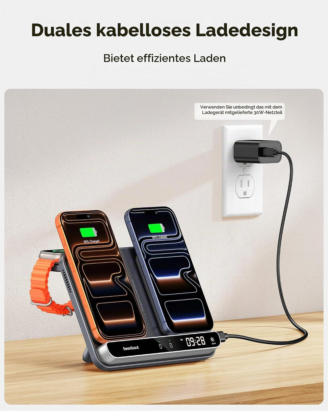 Dual Ladestation für iPhone 17/Air/16/15/14/13/12, Wireless Charger Induktive Ladestation für Apple